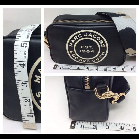 Marc Jacobs Signet Flash Black Smooth Leather Camo Camera Crossbody Bag - Picture 12 of 16
